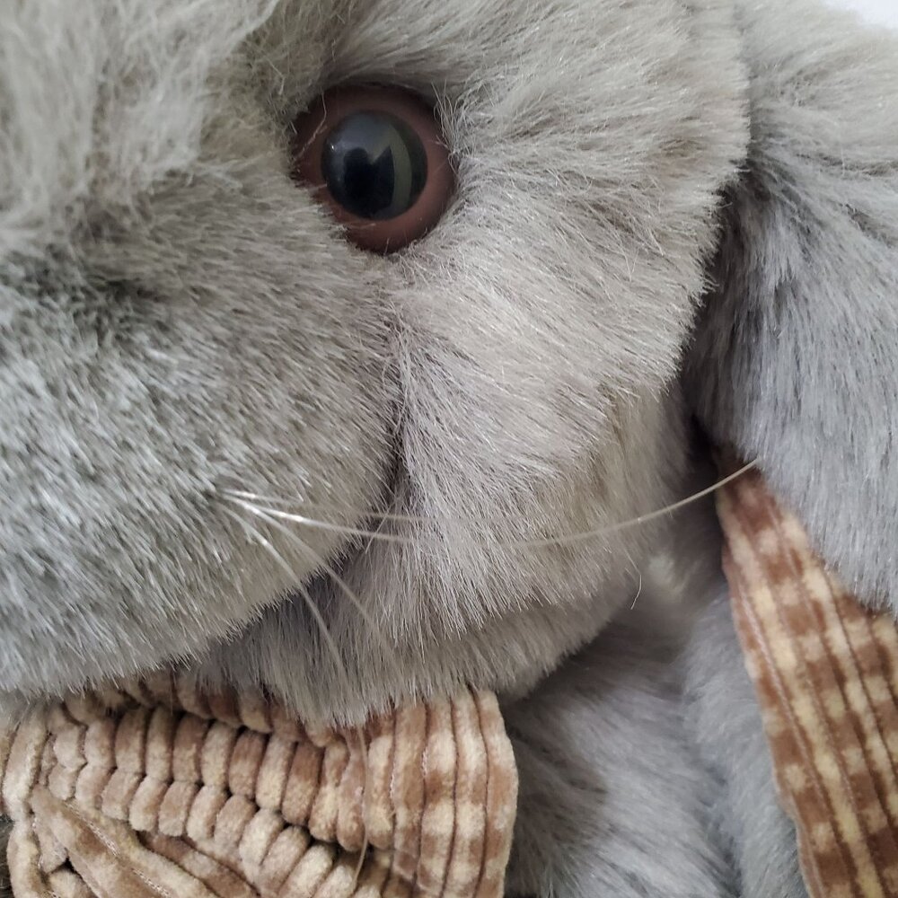 Vintage Stuffy Rabbit People Pals Toy Plush Easter Bunny Checked Corduroy Trim - Picture 5 of 16